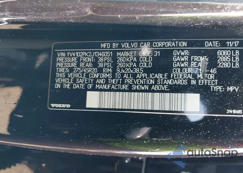 2018 Volvo Xc90 T5 Momentum z USA, uszkodzony, nr VIN YV4102PK2J1346051